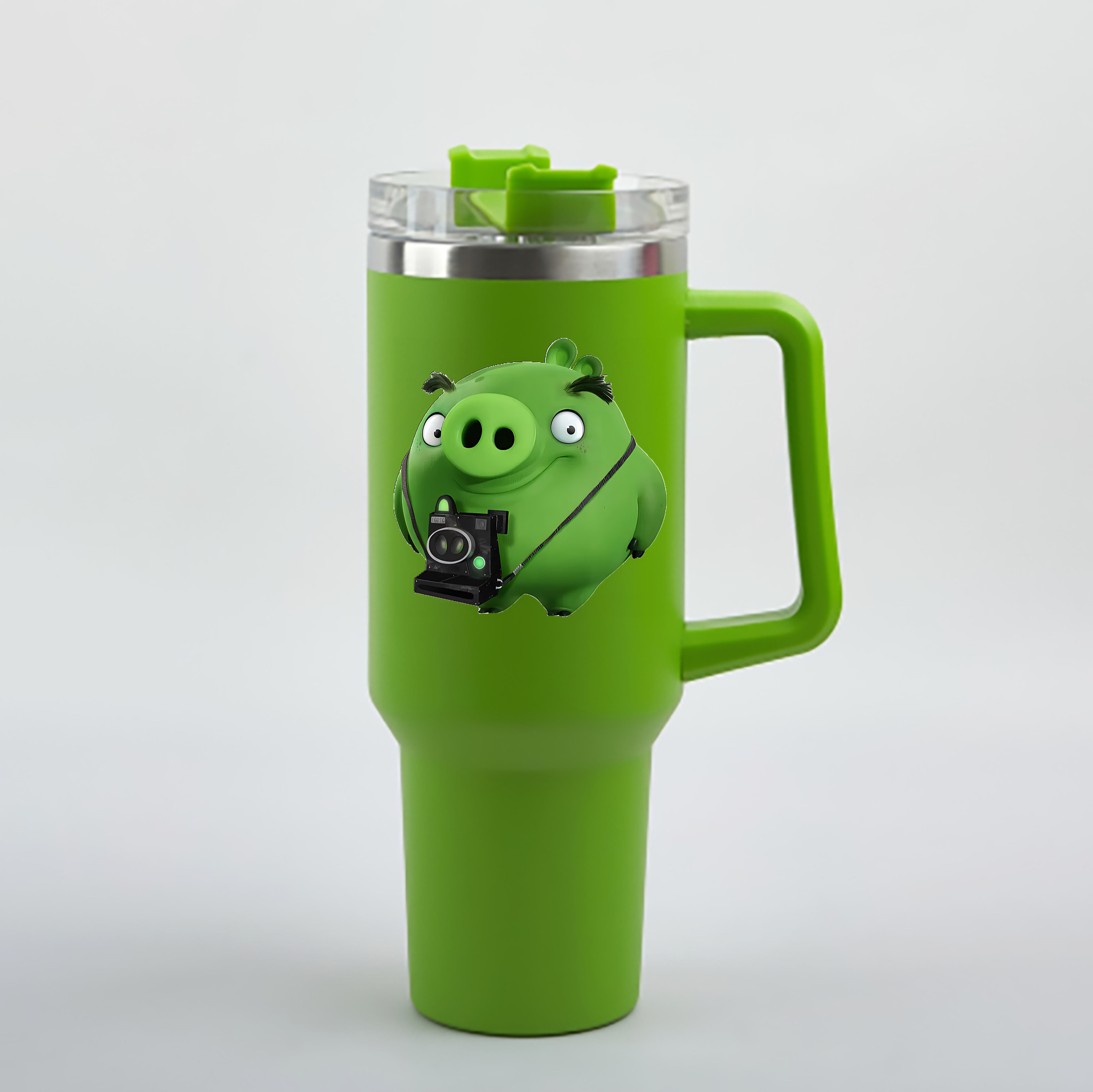 （画像用） Angry Birds アングリーバード 1200mL車用タンブラー - クリスタルステッカー（プラスチックストロー付き）